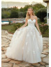 Ivory Sequined Lace Tulle Creative Wedding Dress With Champagne Lining